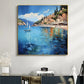 Original Coastal Cityscape Oil Painting On Canvas, Large Wall Art, Abstract Mediterranean Art Custom Painting Blue Ocean Decor Bedroom Art - Oil Painting Haven