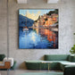 Abstract Coastal Landscape Oil Painting On Canvas, Large Wall Art, Original Mediterranean Art Custom Painting Blue Ocean Decor Cityscape Art - Oil Painting Haven