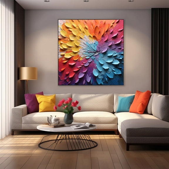 Abstract Knife Flower Oil Painting On Canvas, Large Wall Art, Original Colorful Texture Wall Art Custom Painting Minimalist Living Room Art - Oil Painting Haven Oil Painting Haven