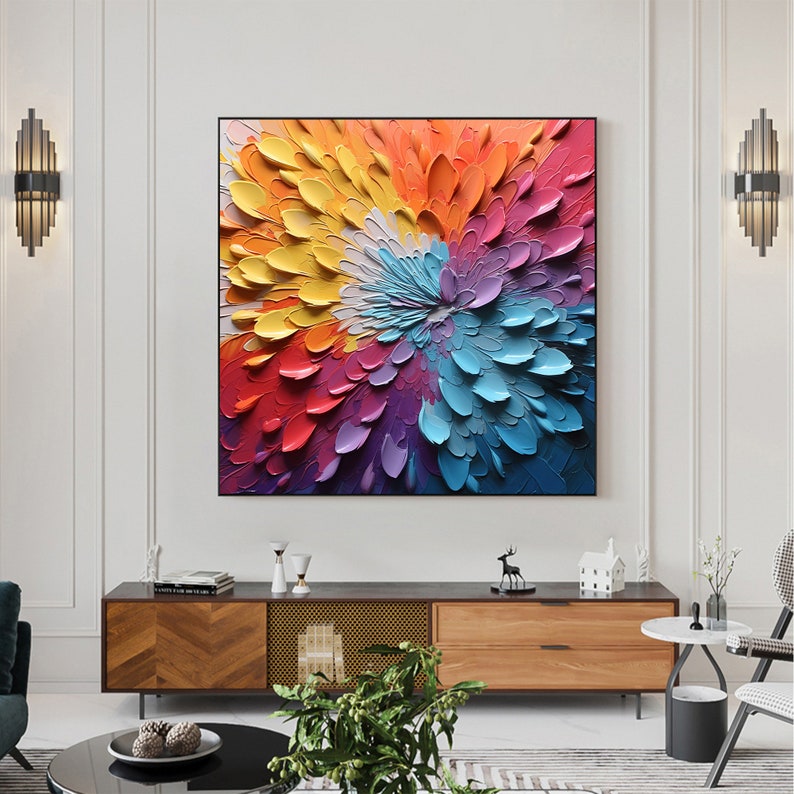 Abstract Knife Flower Oil Painting On Canvas, Large Wall Art, Original Colorful Texture Wall Art Custom Painting Minimalist Living Room Art - Oil Painting Haven Oil Painting Haven