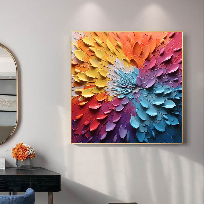 Abstract Knife Flower Oil Painting On Canvas, Large Wall Art, Original Colorful Texture Wall Art Custom Painting Minimalist Living Room Art - Oil Painting Haven Oil Painting Haven