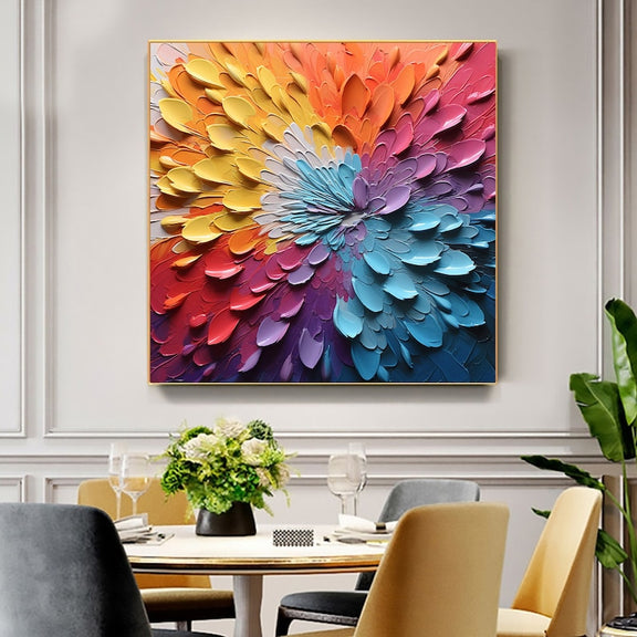 Abstract Knife Flower Oil Painting On Canvas, Large Wall Art, Original Colorful Texture Wall Art Custom Painting Minimalist Living Room Art - Oil Painting Haven Oil Painting Haven