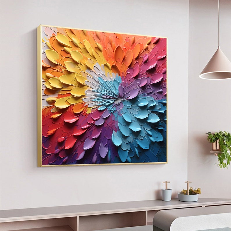 Abstract Knife Flower Oil Painting On Canvas, Large Wall Art, Original Colorful Texture Wall Art Custom Painting Minimalist Living Room Art - Oil Painting Haven Oil Painting Haven