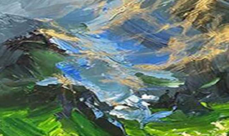 Original Mountain Oil Painting On Canvas, Large Wall Art Abstract Green Landscape Painting, Custom Painting Modern Living Room Wall Decor - Oil Painting Haven Oil Painting Haven