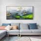 Original Mountain Oil Painting On Canvas, Large Wall Art Abstract Green Landscape Painting, Custom Painting Modern Living Room Wall Decor - Oil Painting Haven