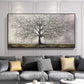 Abstract Tree of Life Painting on Canvas, Original Gray Tree Painting, Large Wall Art, Minimalist Art Custom Painting Living Room Home Decor - Oil Painting Haven