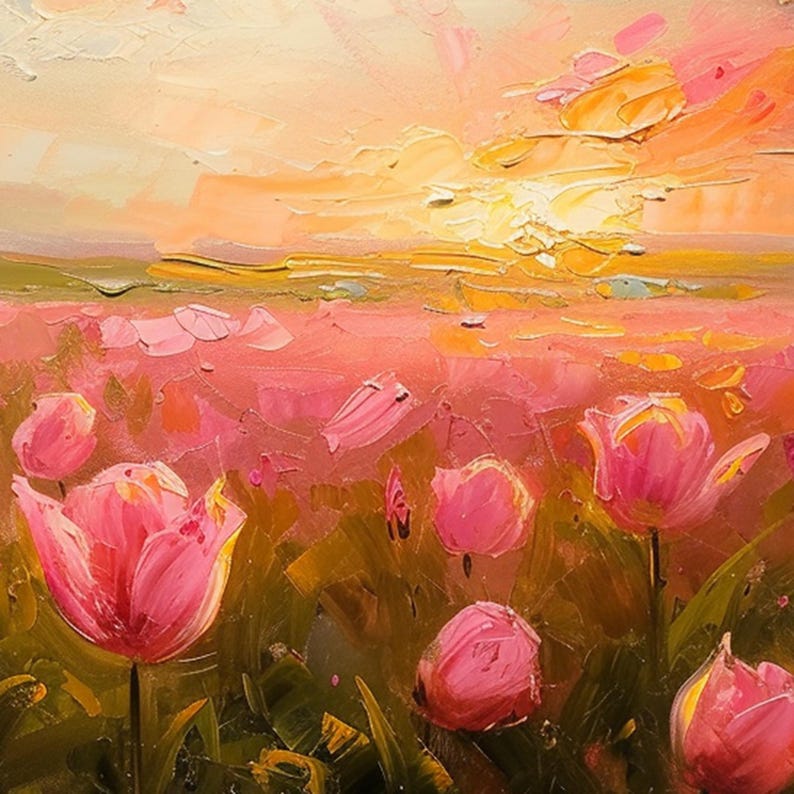 Abstract Colorful Flower Oil Painting On Canvas, Original Floral Wall Art Decor, Custom Painting Large Wall Art Minimalist Living Room Decor - Oil Painting Haven