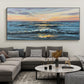 Large Abstract Sunset Seascape Oil Painting on Canvas, Original Blue Ocean Wall Art, Sailboat Art Painting, Custom Living Room Wall Decor - Oil Painting Haven