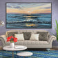 Large Abstract Sunset Seascape Oil Painting on Canvas, Original Blue Ocean Wall Art, Sailboat Art Painting, Custom Living Room Wall Decor - Oil Painting Haven