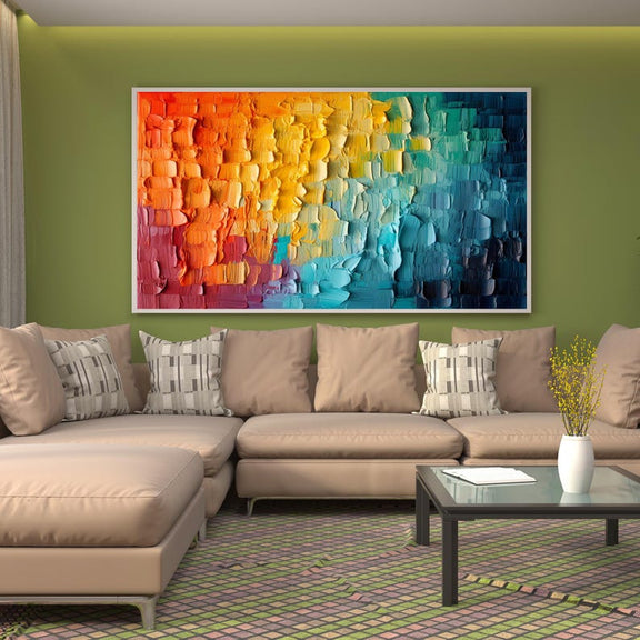 Original Colorful Texture Oil Painting On Canvas, Large Wall Art, Abstract Minimalist Blue Wall Art, Custom Painting, Modern Living Room Art - Oil Painting Haven Oil Painting Haven