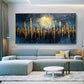 Abstract Golden City Building Oil Painting on Canvas, Large Original Urban Architecture Painting Modern Landscape Wall Art Living Room Decor - Oil Painting Haven