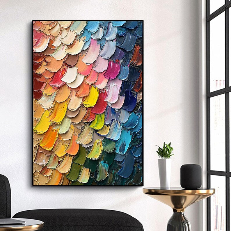 Original Colorful Minimalist Oil Painting On Canvas, Abstract 3D Impasto Texture Painting, Large Wall Art, Custom Living Room Home Decor - Oil Painting Haven