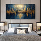 Large Abstract Golden City Building Painting on Canvas, Original City Skyline Painting, Modern Urban Landscape Wall Art, Living Room Decor - Oil Painting Haven