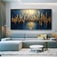 Large Abstract Golden City Building Painting on Canvas, Original City Skyline Painting, Modern Urban Landscape Wall Art, Living Room Decor - Oil Painting Haven