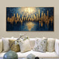 Large Abstract Golden City Building Painting on Canvas, Original City Skyline Painting, Modern Urban Landscape Wall Art, Living Room Decor - Oil Painting Haven