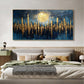 Abstract Golden City Building Oil Painting on Canvas, Large Original Urban Architecture Painting Modern Landscape Wall Art Living Room Decor - Oil Painting Haven