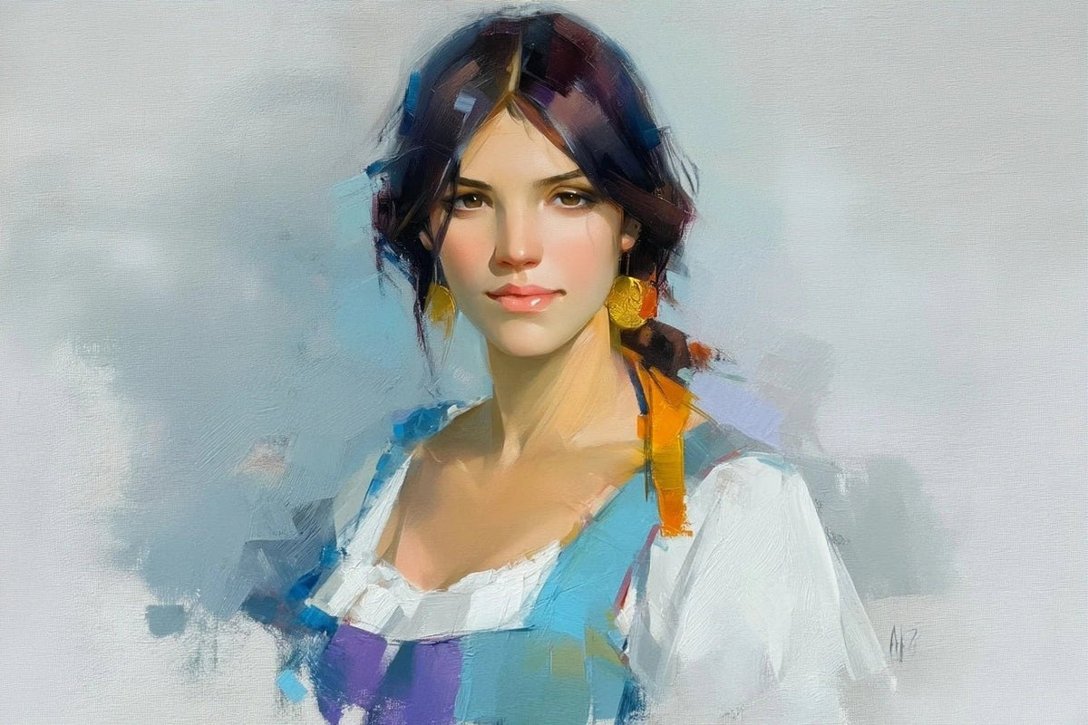 Impressionistic Woman Portrait Original Oil Painting For Sale - Oil Painting Haven