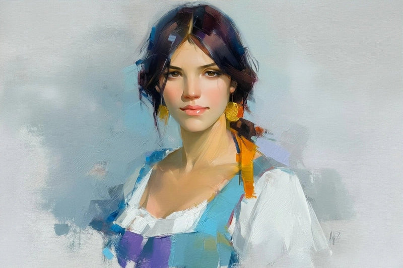 Impressionistic Woman Portrait Original Oil Painting For Sale - Oil Painting Haven