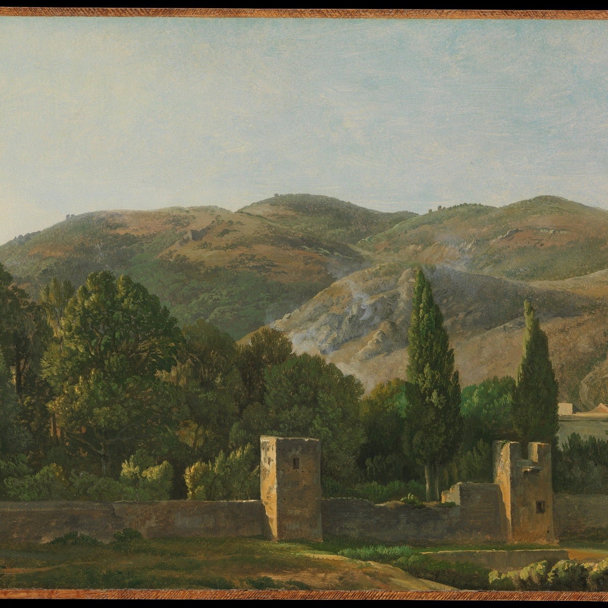 Italian Hillside with Cypress and Old Walls - Landscape Oil Painting - Oil Painting Haven