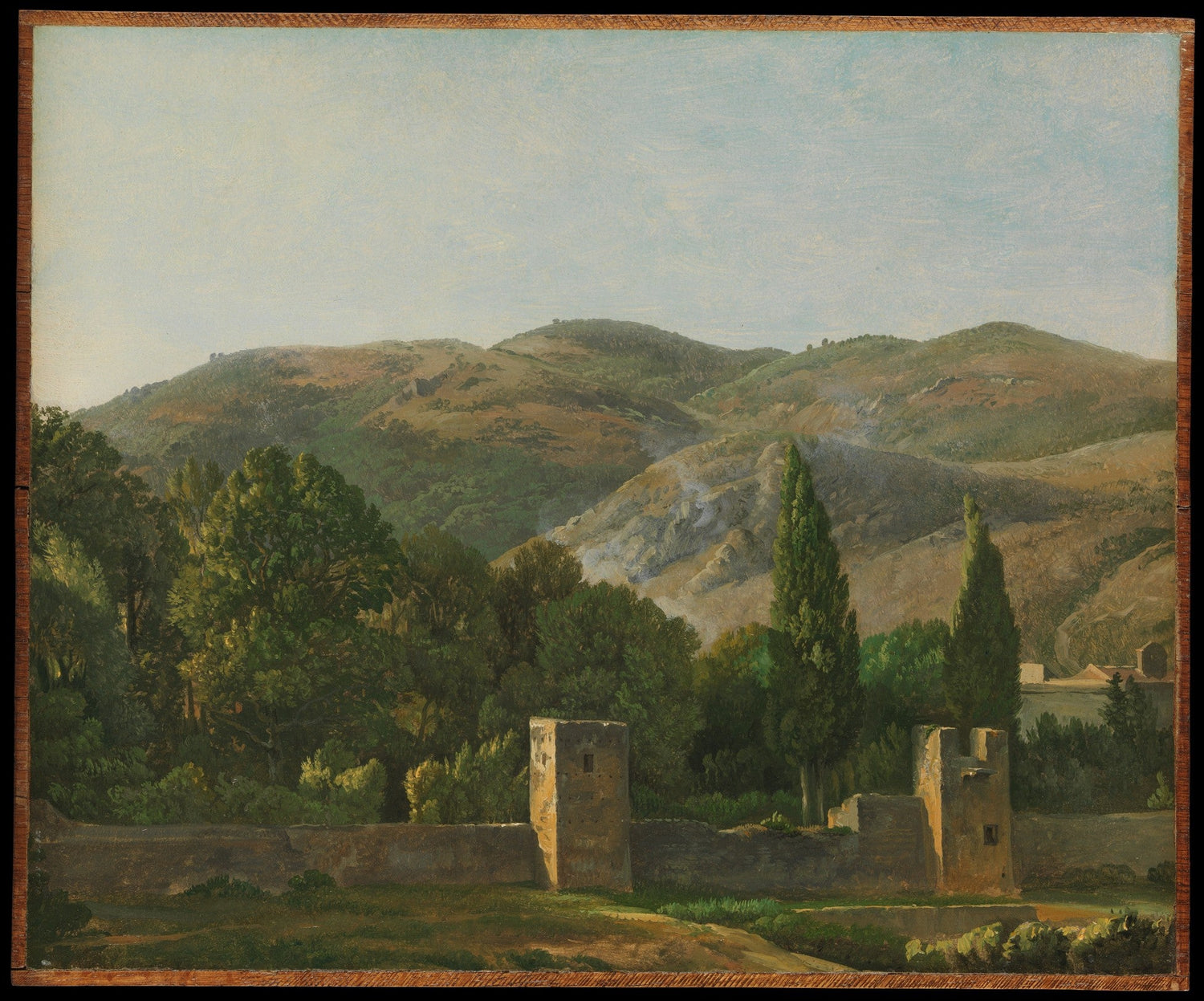 Italian Hillside with Cypress and Old Walls - Landscape Oil Painting - Oil Painting Haven