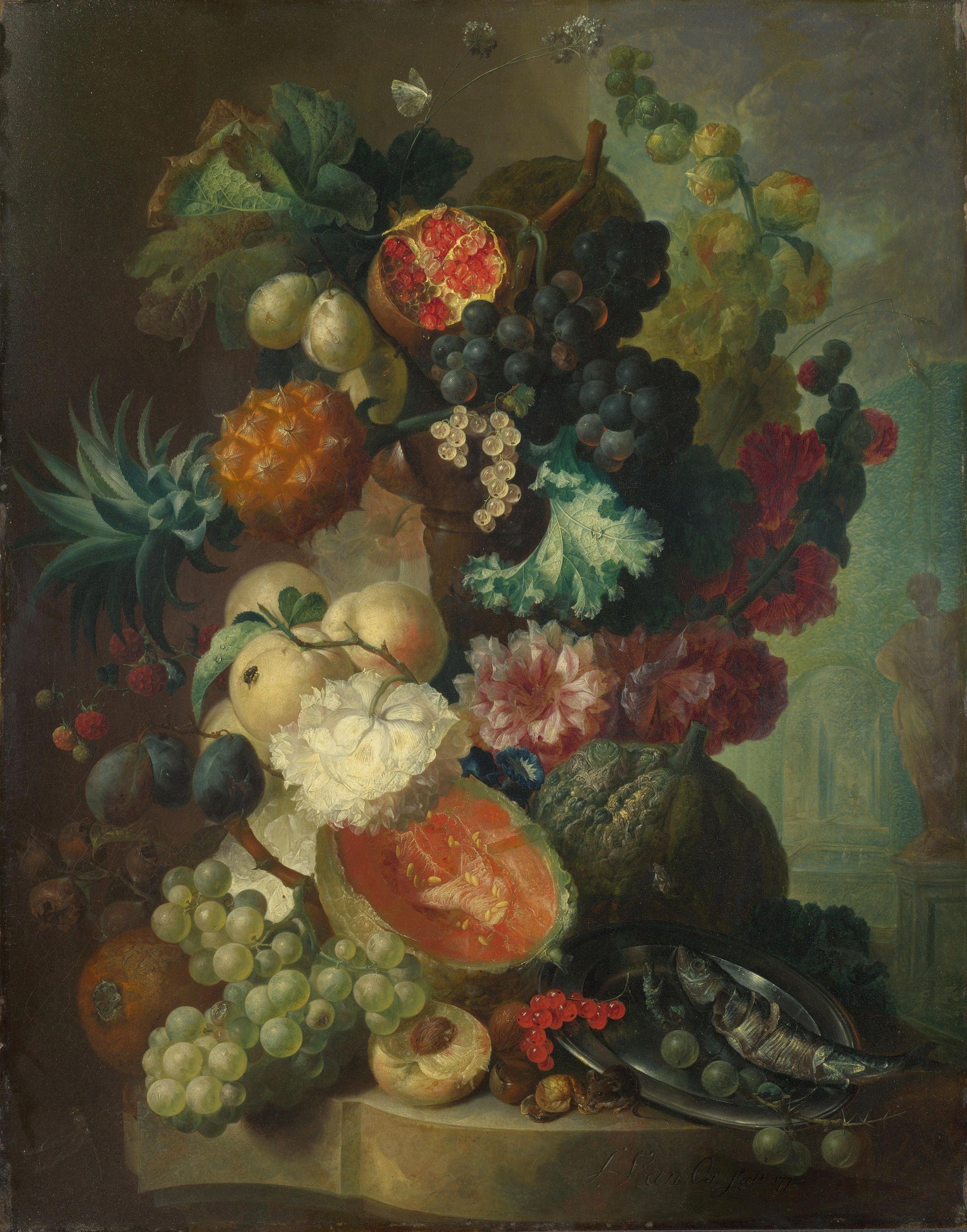 Fruit, Flowers and a Fish - Oil Painting Haven