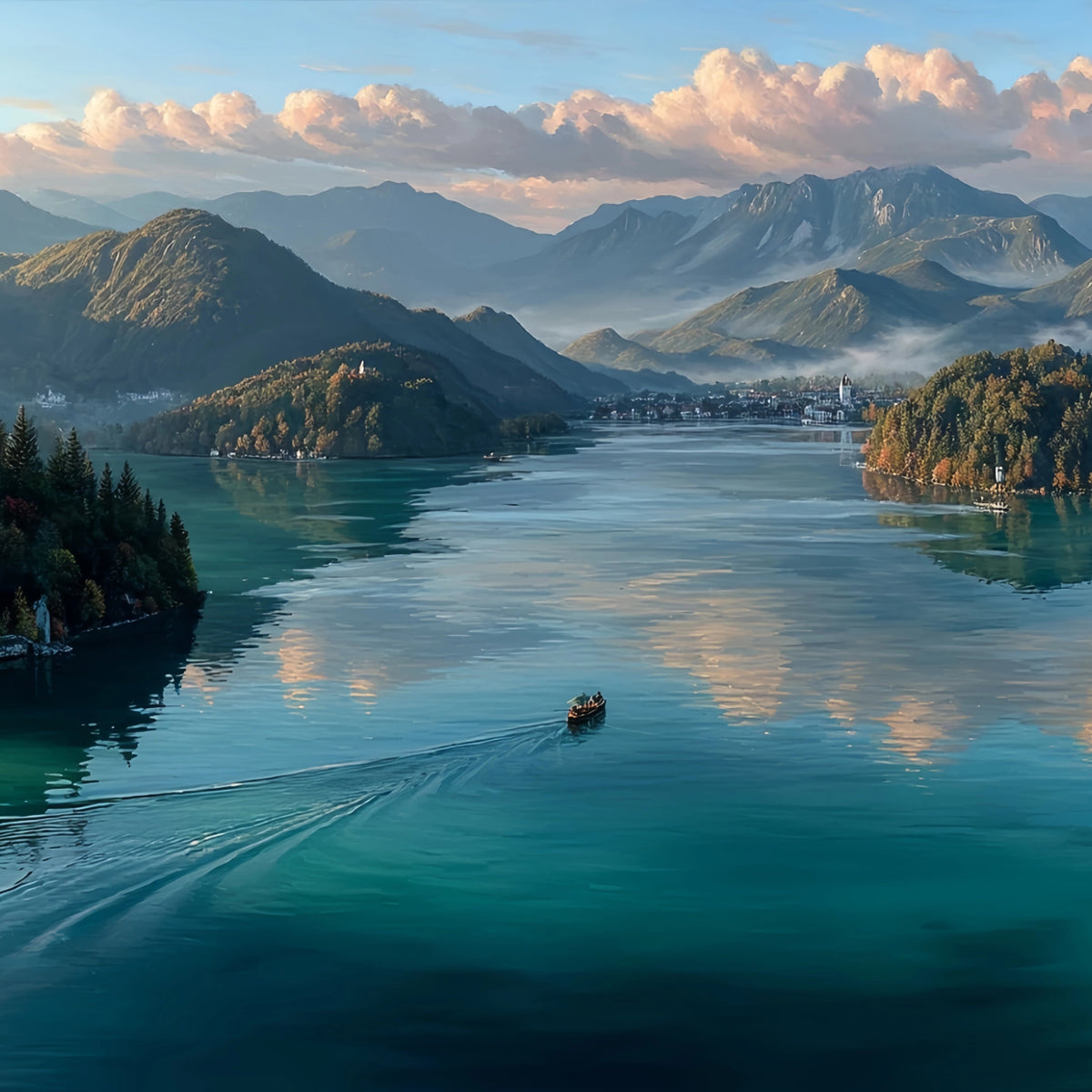 Lake Bled Boat Original Oil Painting For Sale | Landscape - Oil Painting Haven