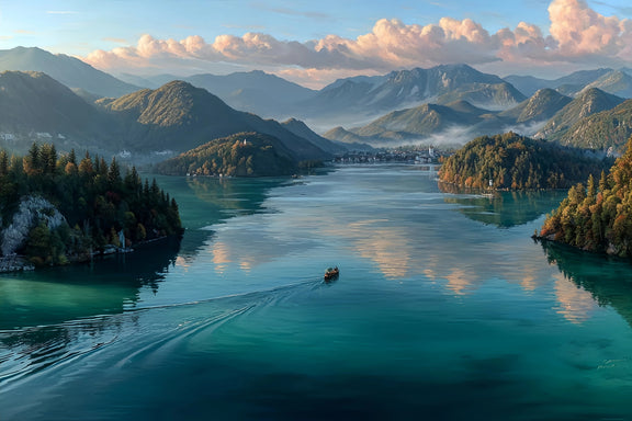 Lake Bled Boat Original Oil Painting For Sale | Landscape - Oil Painting Haven