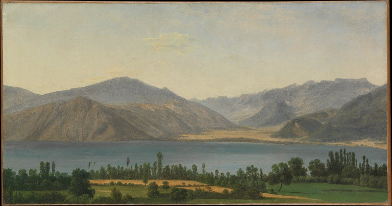 Lake Fucino and Abruzzi Mountains Panorama - Landscape Oil Painting - Oil Painting Haven
