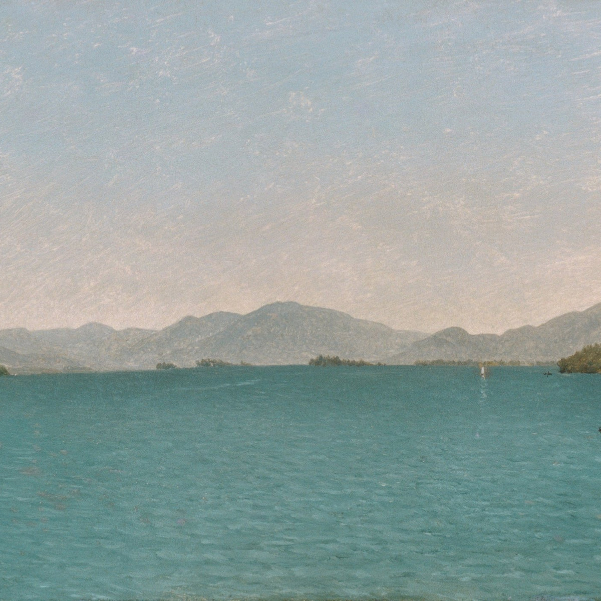 Lake George with Mountains and Blue Water - Landscape Oil Painting - Oil Painting Haven