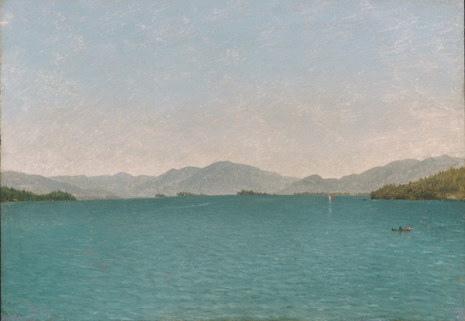 Lake George with Mountains and Blue Water - Landscape Oil Painting - Oil Painting Haven