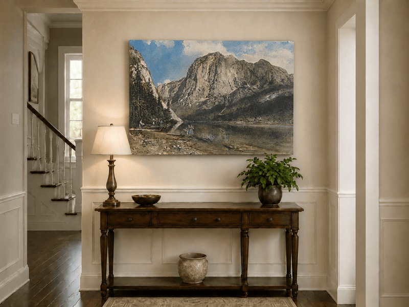 Landscape Oil Painting - Alpine Lake and Majestic Mountain View