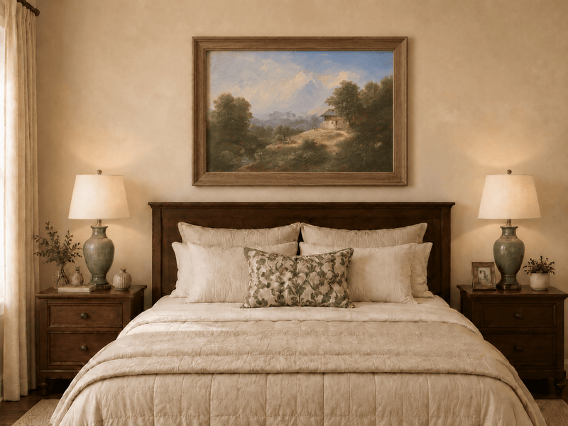 Landscape Oil Painting - Alpine Mountain Cottage