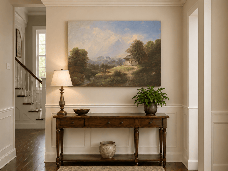 Landscape Oil Painting - Alpine Mountain Cottage