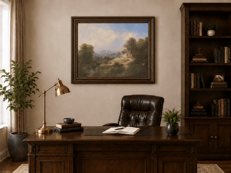 Landscape Oil Painting - Alpine Mountain Cottage