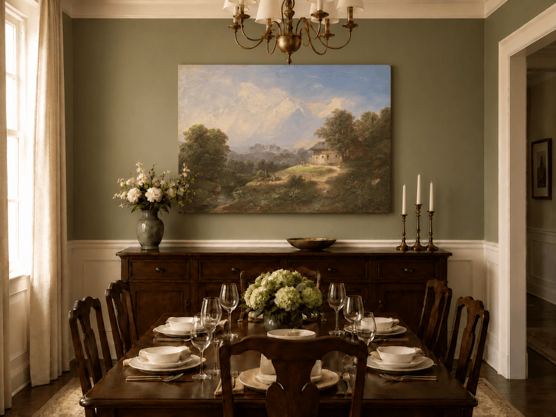 Landscape Oil Painting - Alpine Mountain Cottage