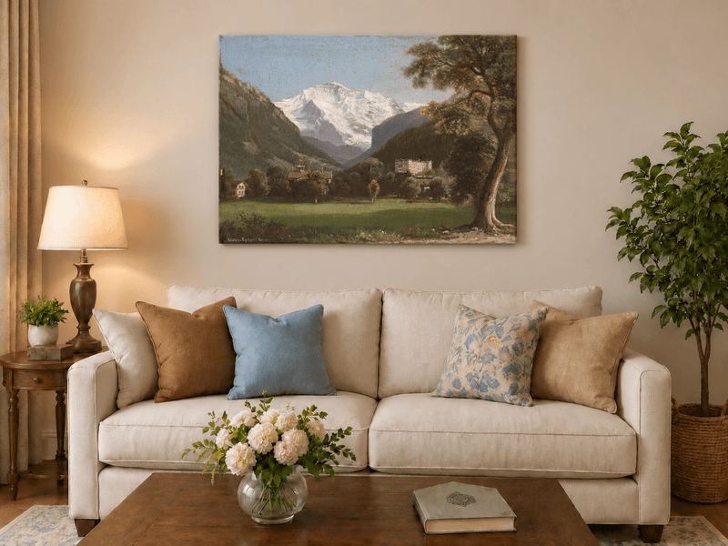 Landscape Oil Painting - Alpine Mountain Landscape Oil Painting