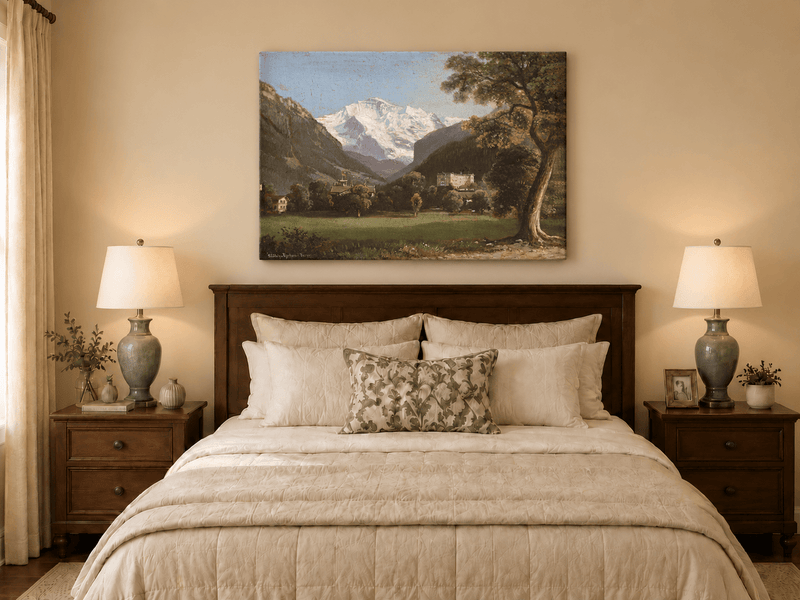 Landscape Oil Painting - Alpine Mountain Landscape Oil Painting