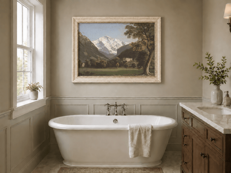 Landscape Oil Painting - Alpine Mountain Landscape Oil Painting
