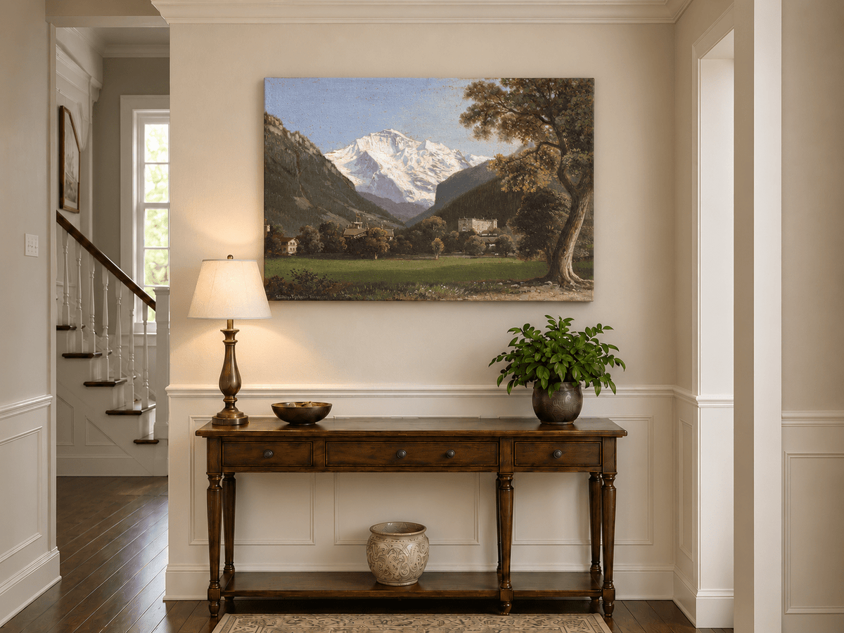 Landscape Oil Painting - Alpine Mountain Landscape Oil Painting