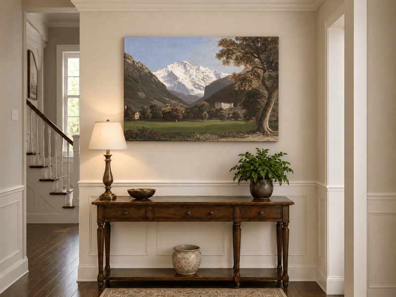 Landscape Oil Painting - Alpine Mountain Landscape Oil Painting