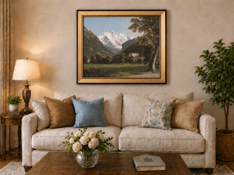Landscape Oil Painting - Alpine Mountain Landscape Oil Painting