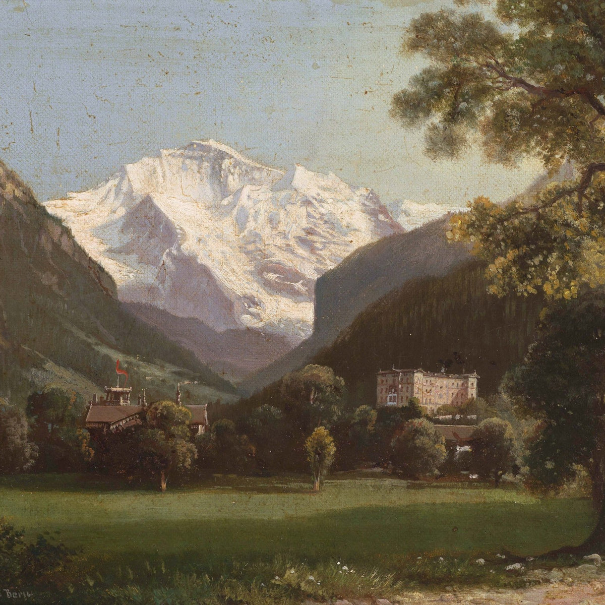 Landscape Oil Painting - Alpine Mountain Landscape Oil Painting