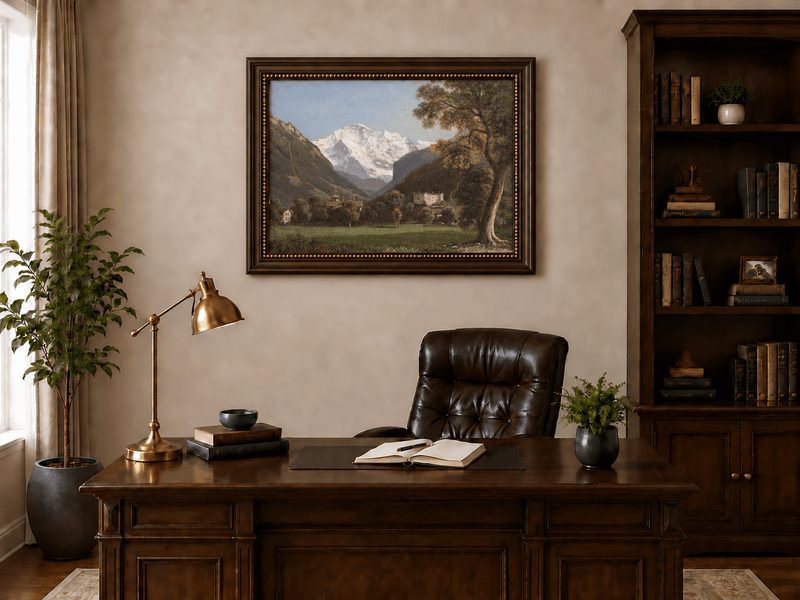 Landscape Oil Painting - Alpine Mountain Landscape Oil Painting