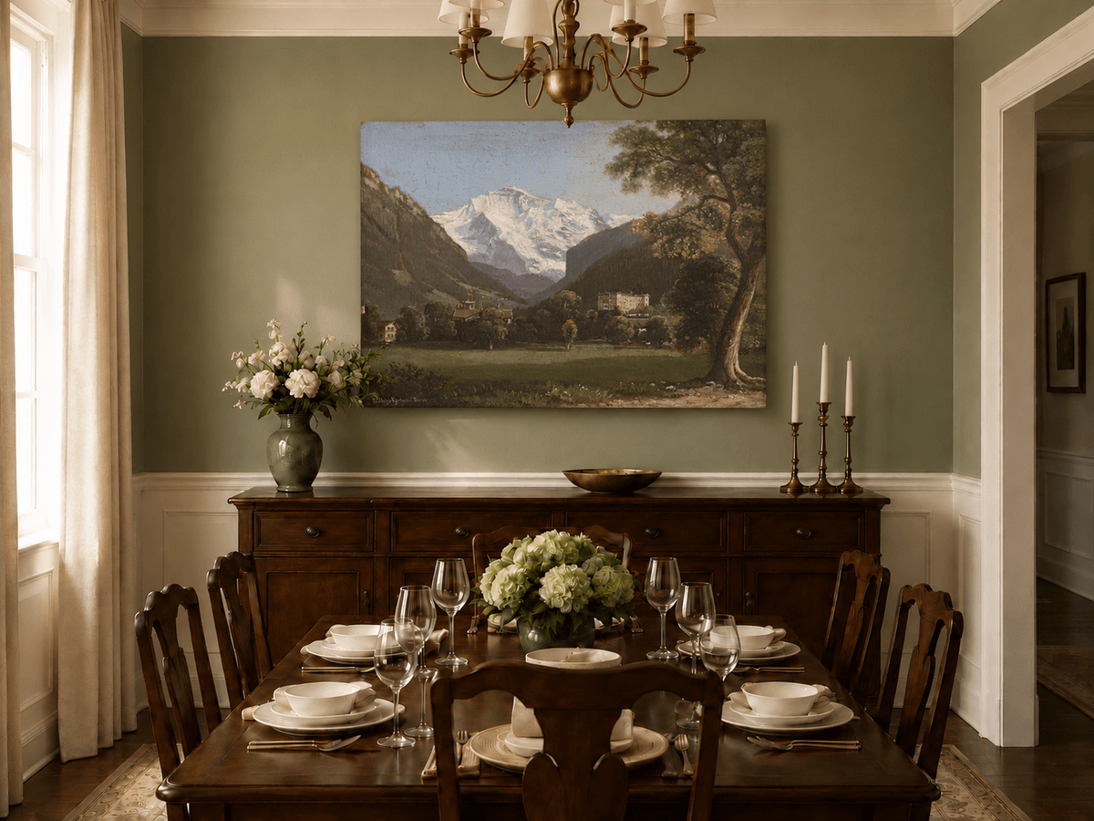 Landscape Oil Painting - Alpine Mountain Landscape Oil Painting