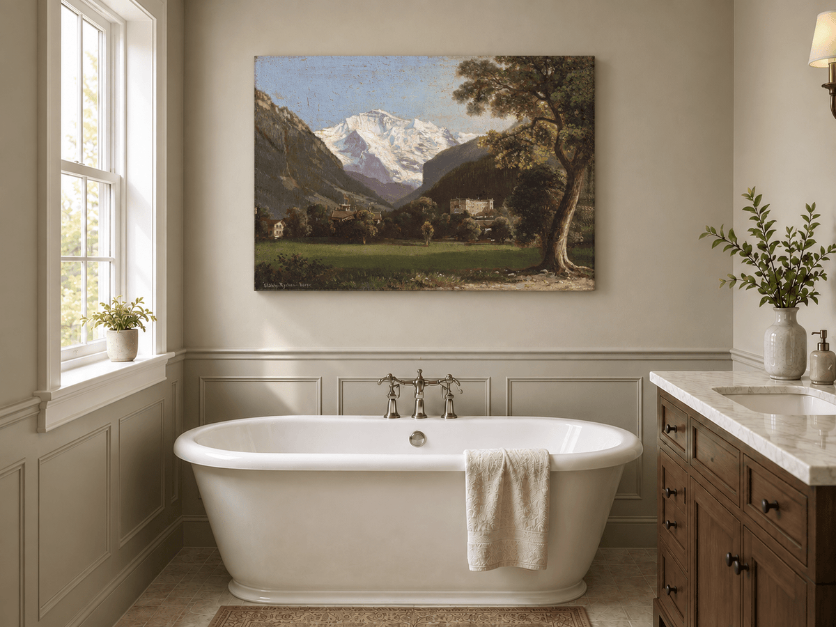 Landscape Oil Painting - Alpine Mountain Landscape Oil Painting