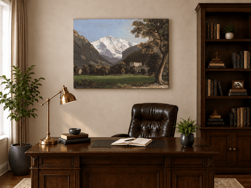 Landscape Oil Painting - Alpine Mountain Landscape Oil Painting