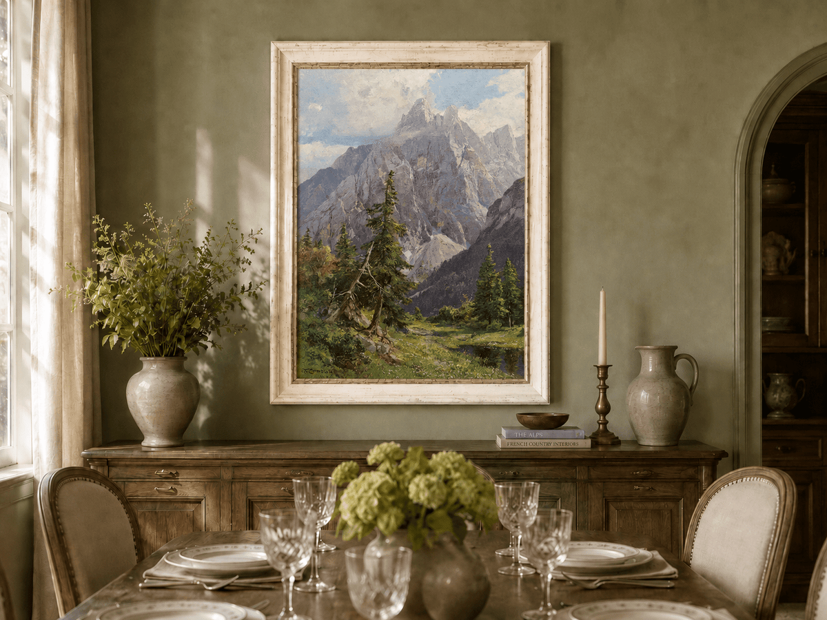 Peinture à l'huile de paysage - Rivière printanière avec pêcheur et arbres