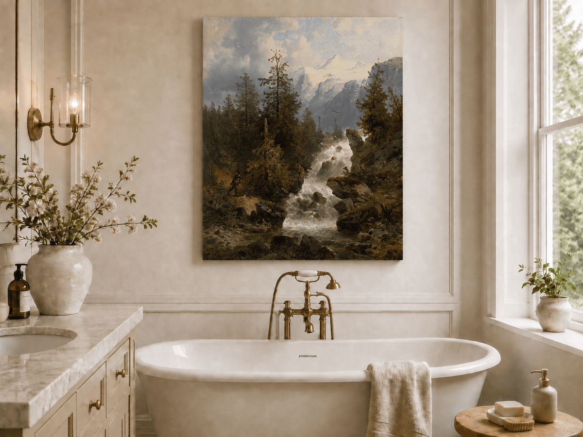 Peinture à l'huile de paysage - Ruisseau de montagne alpin