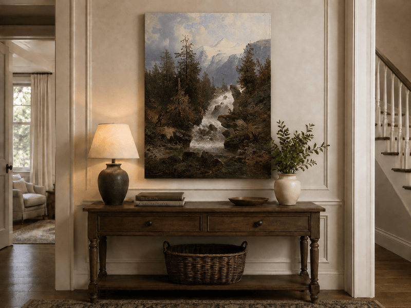 Peinture à l'huile de paysage - Ruisseau de montagne alpin