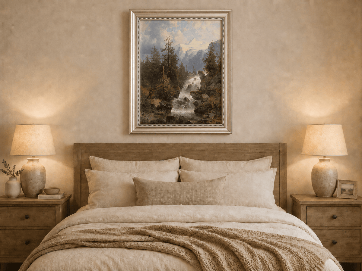 Peinture à l'huile de paysage - Ruisseau de montagne alpin